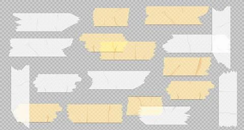 Transparent tape strips with paper textures Stock Illustration