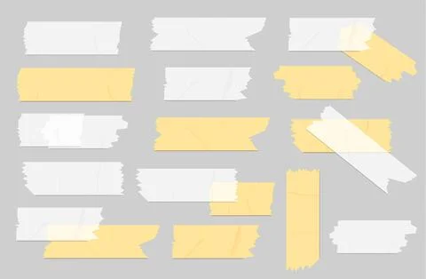 Transparent tape strips with paper textures Stock Illustration