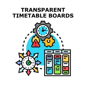 Transparent timetable boards for planning schedules and managing time Stock-Illustration