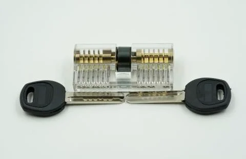 Transparent tool for locksmith use to open the door on isolate Stock Photos