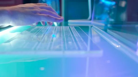Transparent Touchscreen Keyboard Stock Footage 141431289