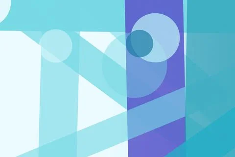 Transparent triangles, circles, and broad planes intersect in luminous cyan.. イラスト素材