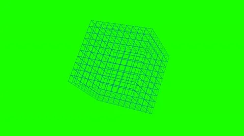 Transparent Vector Grid Cube Rotating Video stock 12867598