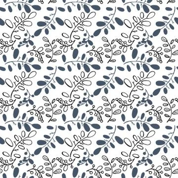 Transparent vector winter pattern with branches drawn in doodle Stock Illustration