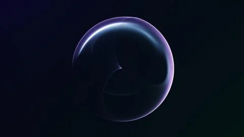 Transparent violet neural sphere with layered internal contours on black, c.. Stock Illustration