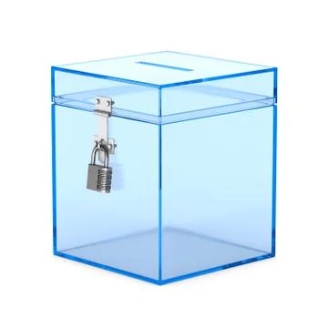 Transparent voting box on white background. Isolated 3D illustration Stock Illustration