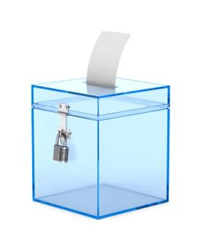 Transparent voting box on white background. Isolated 3D illustration 스톡 일러스트