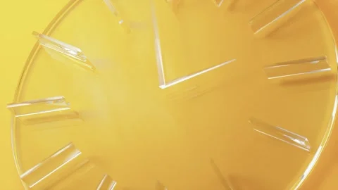 Transparent Wall Clock with Roman Numerals on Yellow Background Modern, Min.. Stock Footage 314068812