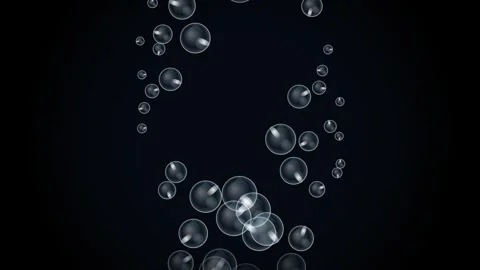 Transparent water bubbles floating and rising against dark background in mi.. Stock-Footage 345984174