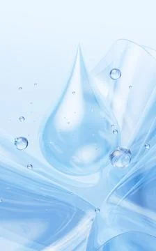 Transparent water drop with glass background, 3d rendering. Stock Illustration