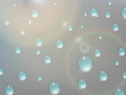Transparent water drop on gray grid. plus EPS10 Stock Illustration