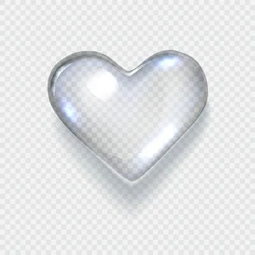 Transparent water drop in shape of heart Stock Illustration