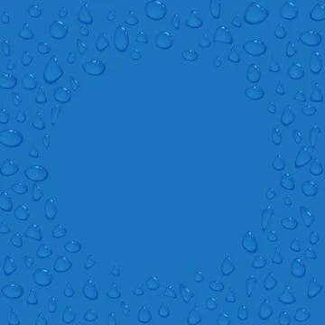 Transparent water drops round frame or border Stock Illustration