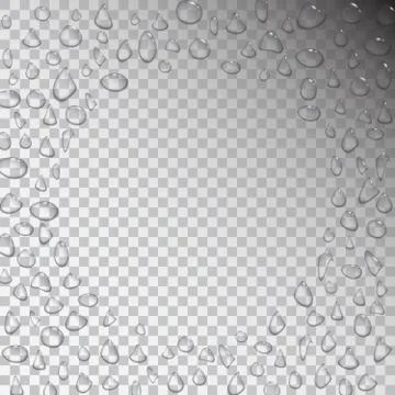 Transparent water drops round frame or border Stock Illustration