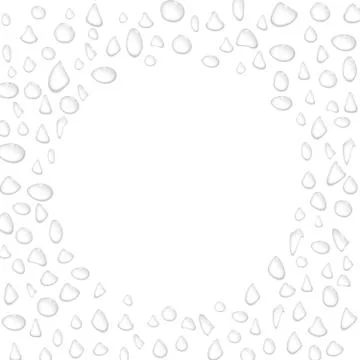 Transparent water drops round frame or border Stock Illustration