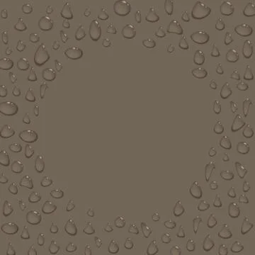 Transparent water drops round frame or border Stock Illustration