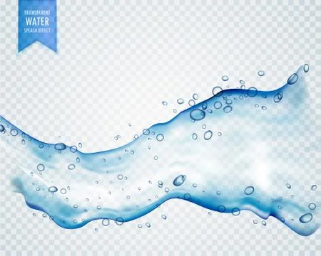 Transparent water splash with droplets in vector Stock Illustration