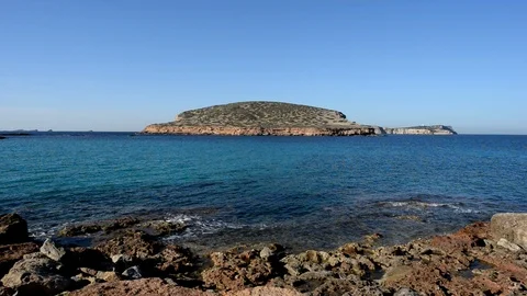Transparent waters in the cala compte, Ibiza Stock Footage 87145455