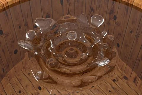 Transparent wave liquid ripples by fluid simulation, 3d rendering Stock Illustration