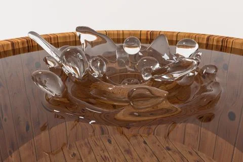 Transparent wave liquid ripples by fluid simulation, 3d rendering Stock Illustration