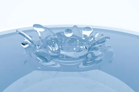 Transparent wave liquid ripples by fluid simulation, 3d rendering Stock Illustration