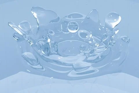 Transparent wave liquid ripples by fluid simulation, 3d rendering Stock Illustration