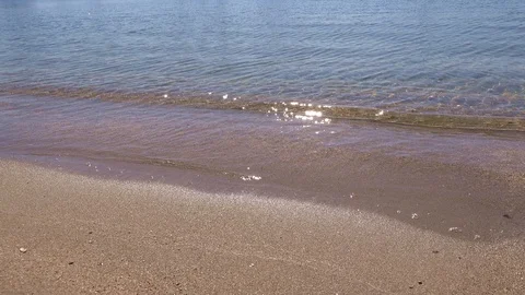 Transparent waves on a sandy beach Stock Footage 118975261