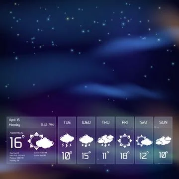 Transparent weather widget 스톡 일러스트