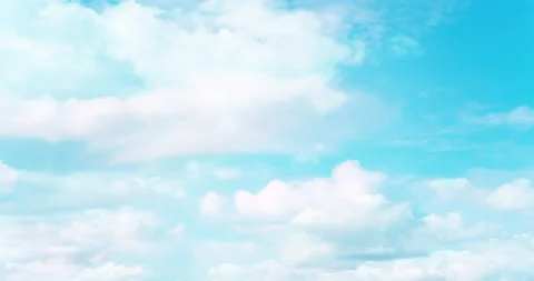 Transparent weightless clouds with slight pinkish tint run across aquamarine sky 스톡 동영상 237743502