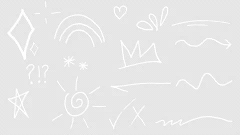 Transparent White Doodle Element Set Hand Drawn 2D Animation Stock Footage 325671304