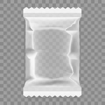 Transparent White Food Snack Plastic Pillow Bag Stock Illustration