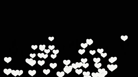 Transparent white hearts float on a black background. 3D animation. Stock Footage 230874656
