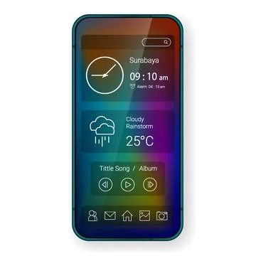 Transparent widget user interface home screen smartphone Stock Illustration