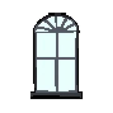 Transparent window frame pixel art vector illustration Stock Illustration