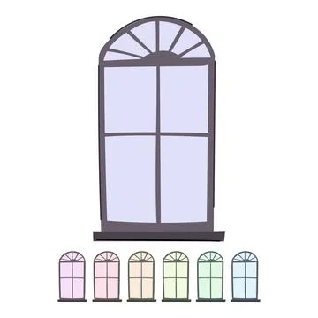 Transparent window frame vector cartoon graphic イラスト素材