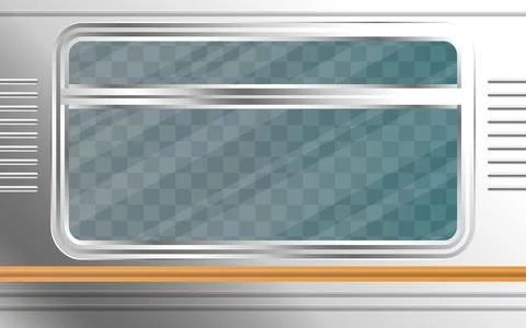 Transparent window outside the train. Railway transport. Vector. Illustrazione stock