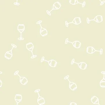Transparent wine glass line vector seamless pattern 스톡 일러스트