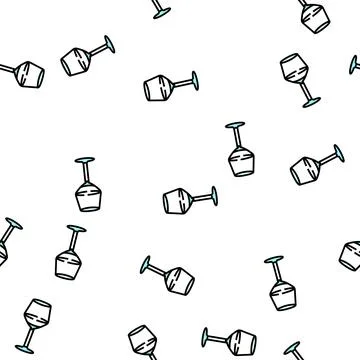 Transparent wine glass vector seamless pattern Illustrazione stock