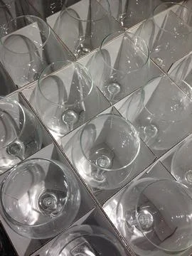 Transparent Wine Glasses Arranged In Boxes Stock Photos