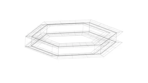 Transparent wireframe of a hexagonal structure or platform Stock Illustration