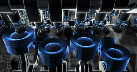 Transparent Wireframe Vehicle Showing Internal V8 Engine Animation. Stock Footage 327703960