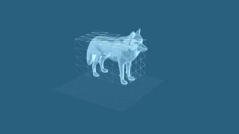 Transparent Wolf in Wireframe Digital Art with Geometric Grid Impressions 库存影片 343124510
