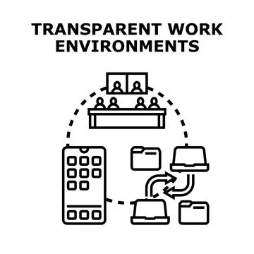 Transparent work environments concept for remote team collaboration Stockillustratie