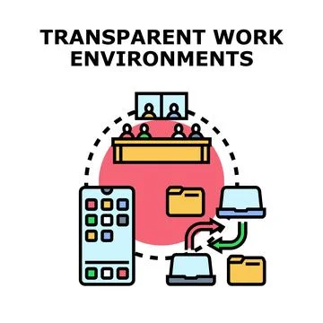 Transparent work environments concept for remote team collaboration Stock Illustration
