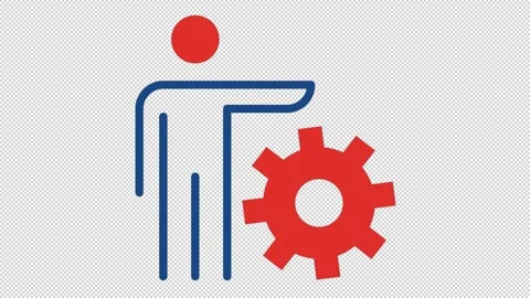 Transparent Worker with Gear Animation Stock Footage 318409235