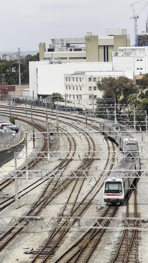 Transperth Train In Perth City, In Motion Video stock 296084318