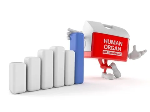 Transplant box character with chart Stock Illustration