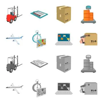 Transport aircraft, delivery on time, computer accounting, control and Stock Illustration