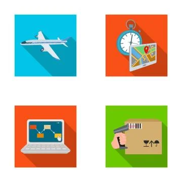 Transport aircraft, delivery on time, computer accounting, control and Stock Illustration