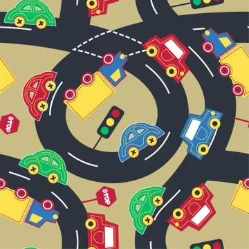Transport and traffic seamless pattern Stock Illustration